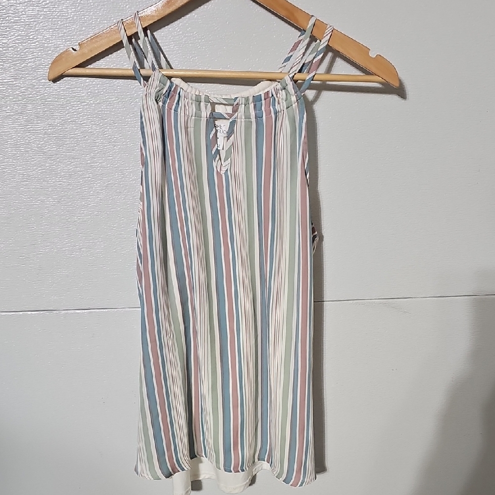 Market & Spruce Striped Sleeveless Blouse - Blue, Pink, White, Green